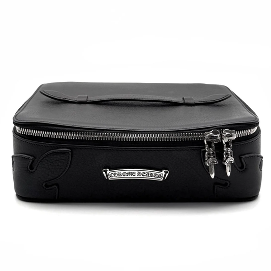 Chrome Hearts Black Leather Cosmetic Case Jewelry Box